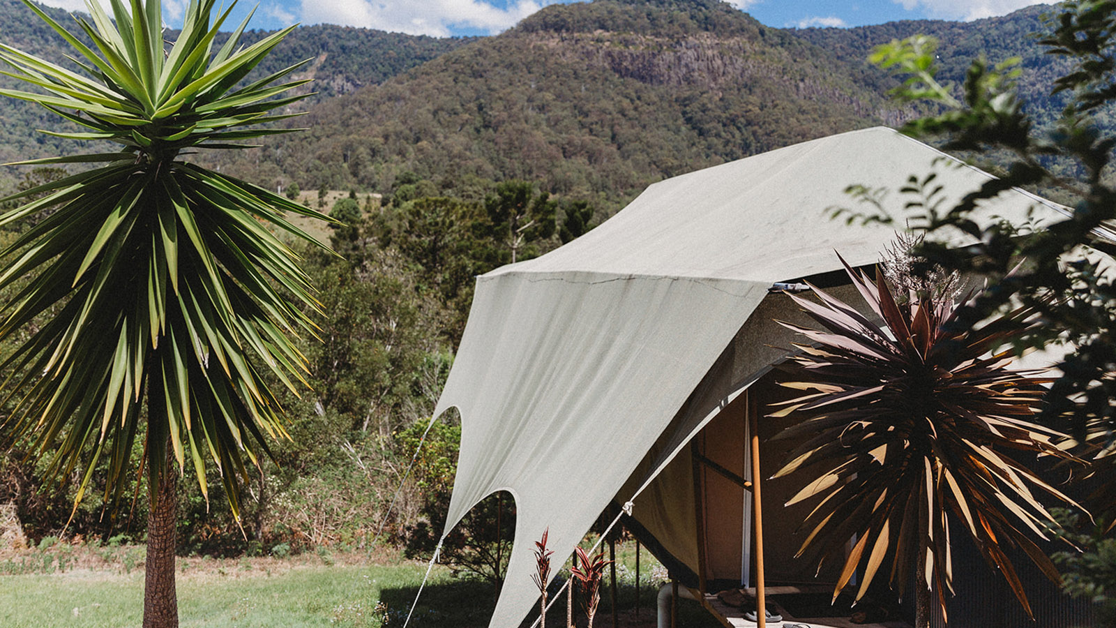 Safari Tent overlooking mountain ranges